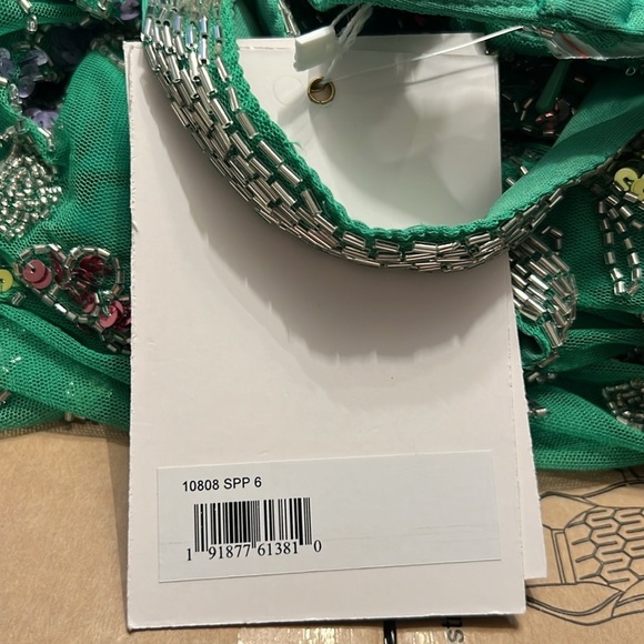 MAC DUGGAL 10808 NWT Hand Beaded Floral Gown with Beaded Spaghetti Straps - Picture 7 of 7